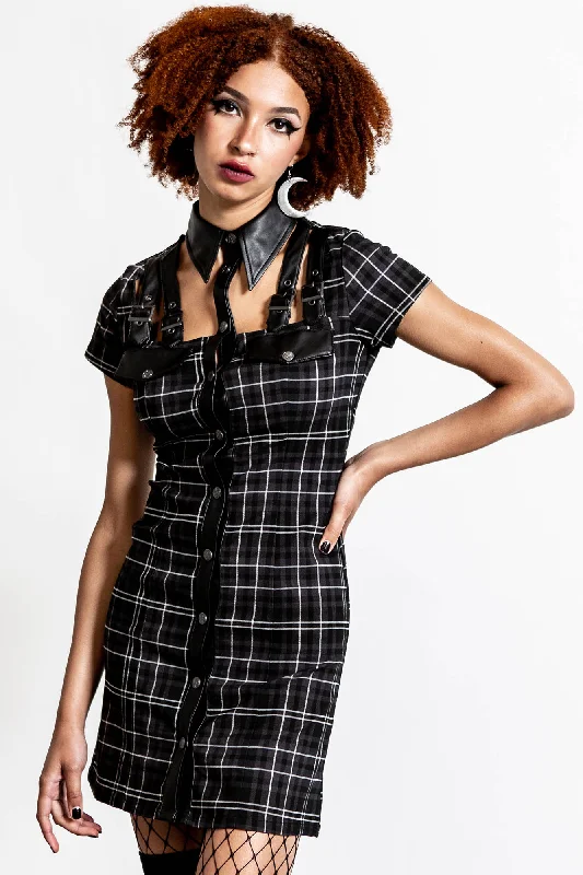 Asymmetrical - hemmed sexy dresses for a modern styleAll Attitude Cut-Out Dress [ASH TARTAN] - Resurrect