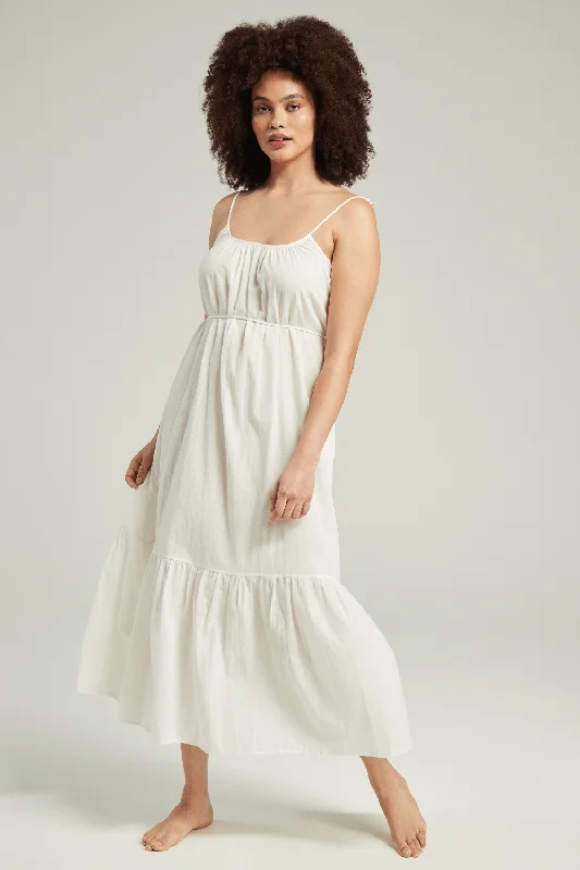 Sexy off - the - shoulder dresses for a flirty lookOrganic Cotton Maxi Trapeze Dress in White