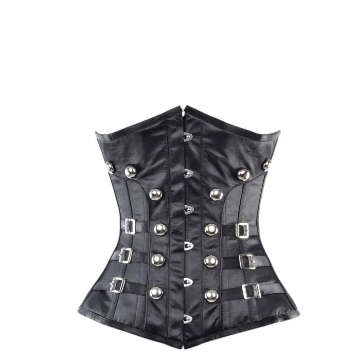 Silk bustiers for a luxurious and smooth feelSilk bustiers for a luxurious and smooth feelAngela Black Underbust Corset With Buckles & Stud Details