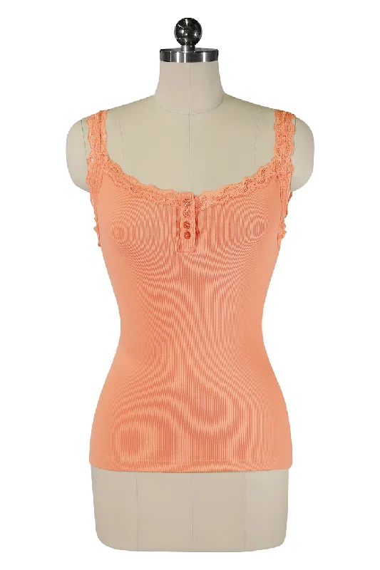 Breathable corsets for all - day wearBreathable corsets for all - day wearFollies D'Amour Lace Trim Singlet (Orange)