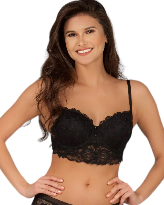 Women's peignoir lingerie sets with a sheer overlaySoft Pad Bra with Extended Front Lace