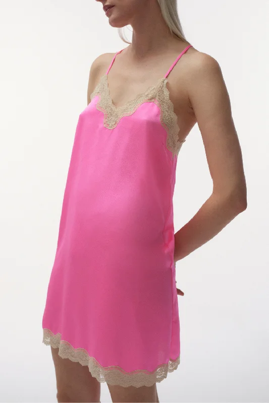 Gold - toned sexy dresses for a glamorous eventWillow Satin Slip Dress Neon Pink