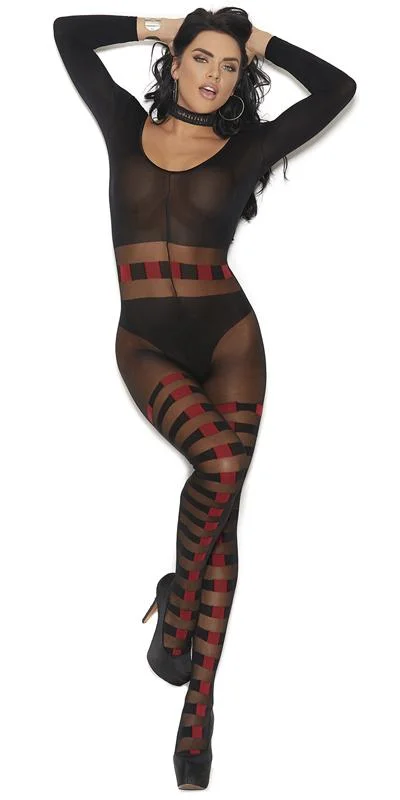 Sexy Grace Sheer Horizontal Striped Bodystocking