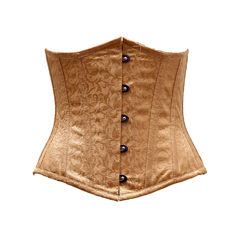 Geometric - printed bustiers for a modern and trendy lookGeometric - printed bustiers for a modern and trendy lookLasanna Dark Beige Satin Brocade Underbust Corset