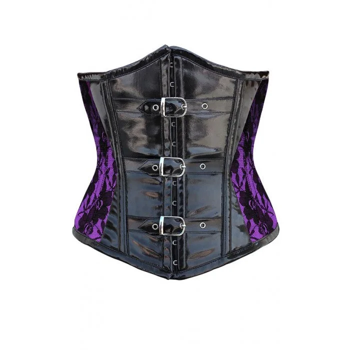 Supportive bustiers for large - busted womenSupportive bustiers for large - busted womenColine Purple Corset With Black Lace Overlay And PVC Front