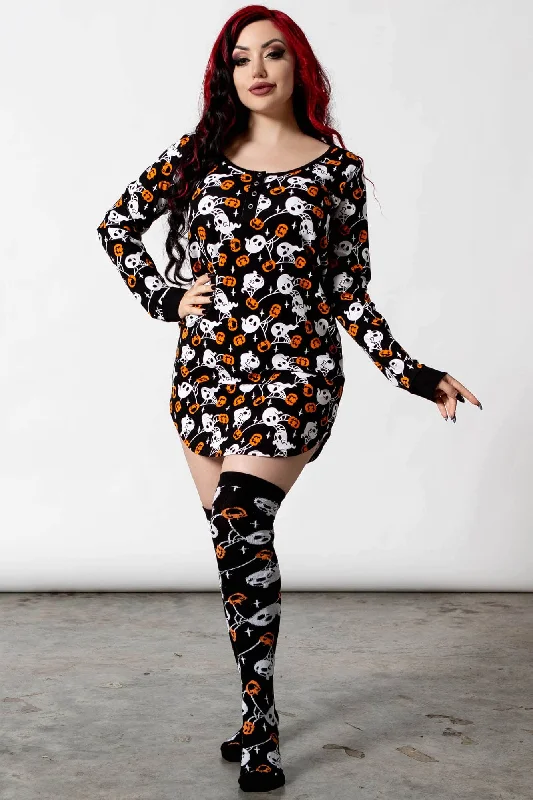 Mermaid - style sexy gowns for a glamorous effectHaunted Pumpkin Lounge Dress - Resurrect