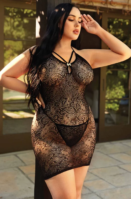 Sexy work - appropriate dresses with a touch of allurePlus Size Got My Heart Tangled in Knots Bodystocking Dress