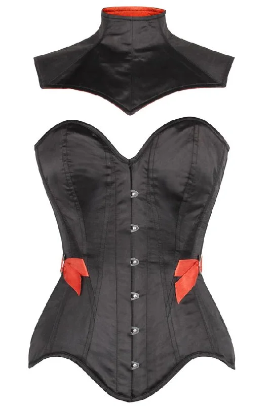 Satin corsets with a shiny and elegant finishSatin corsets with a shiny and elegant finishOdion Black Satin Corset With Gothic Shrug