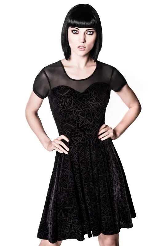 Halter - neck sexy cocktail dresses for a formal eventBurn Baby Burn Mesh Skater Dress [B] - Resurrect