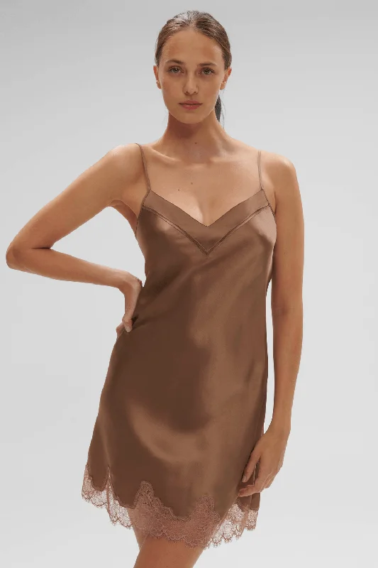 Sexy lingerie - inspired dresses for a seductive look at homeNocturne Silk Nightdress Macchiato