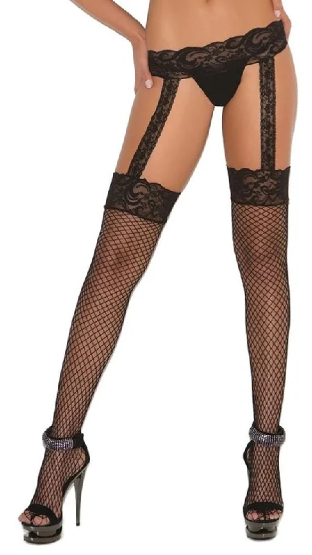 Plus Size Diamond Net Garterbelt Stockings