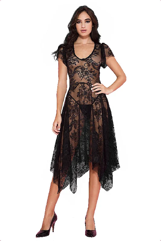 Sexy Christmas dresses for a festive occasionWomen's Black Lace Gypsy Style Dress Full Skirt Short Sleeved