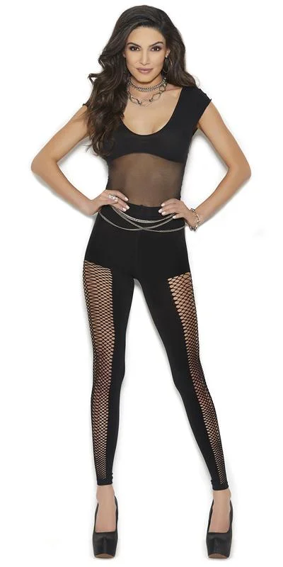 Sexy Devote Black Sheer Fence Fishnet Bodystocking