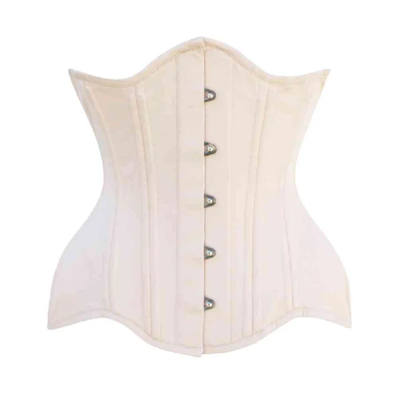 White bustiers for a pure and innocent aestheticWhite bustiers for a pure and innocent aestheticMadilyn Beige Taffeta Curvy Waist Training Underbust Corset