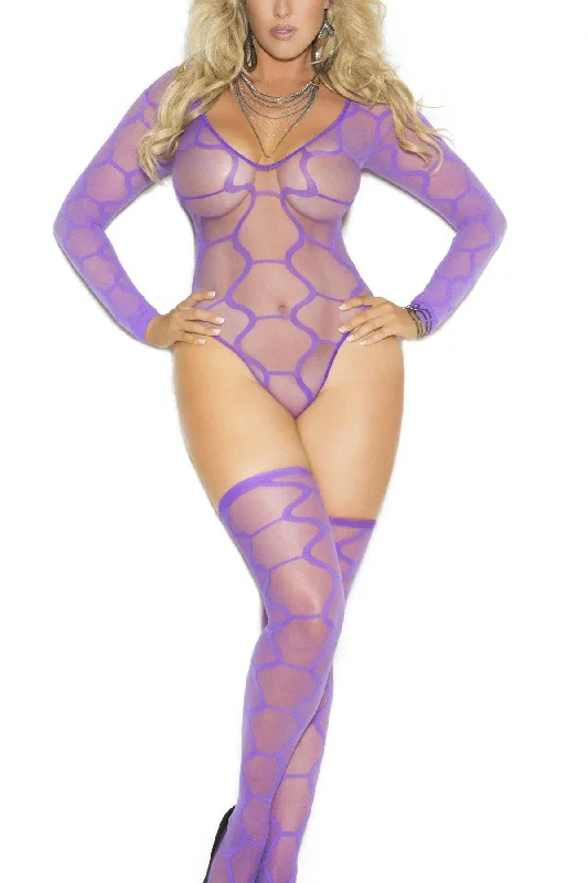 Plus Size Long Sleeve Teddy With Stockings