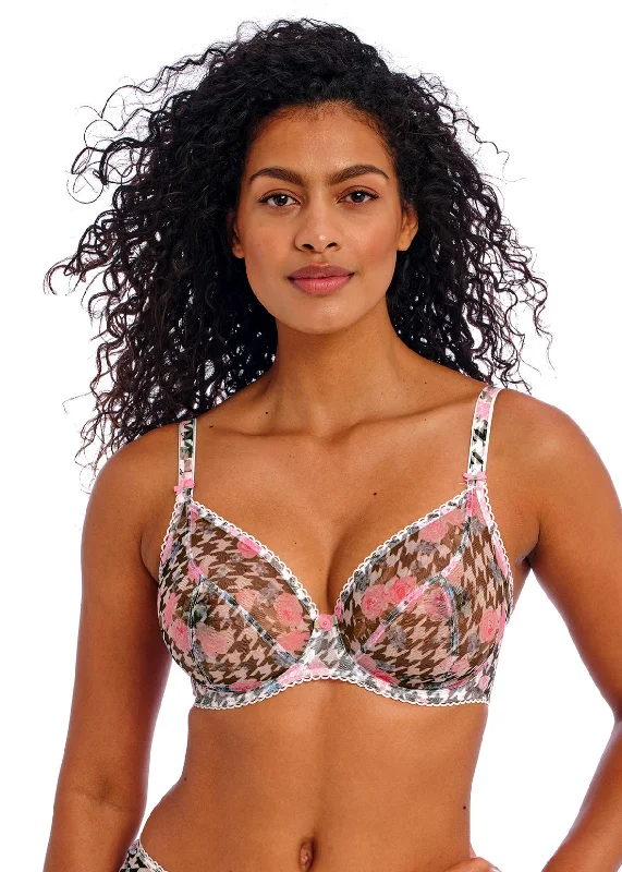 Women's polka - dot lingerie for a fun and retro vibeRose Blossom Plunge Bra