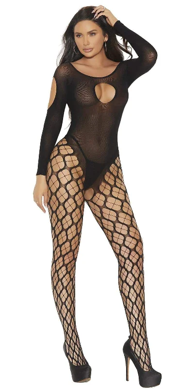 Sexy Baddest Opaque Cargo Net Keyhole Bodystocking