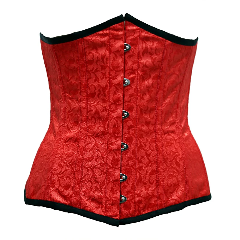 Steampunk - themed bustiers with brass accentsSteampunk - themed bustiers with brass accentsOram Red Satin Brocade Underbust Corset