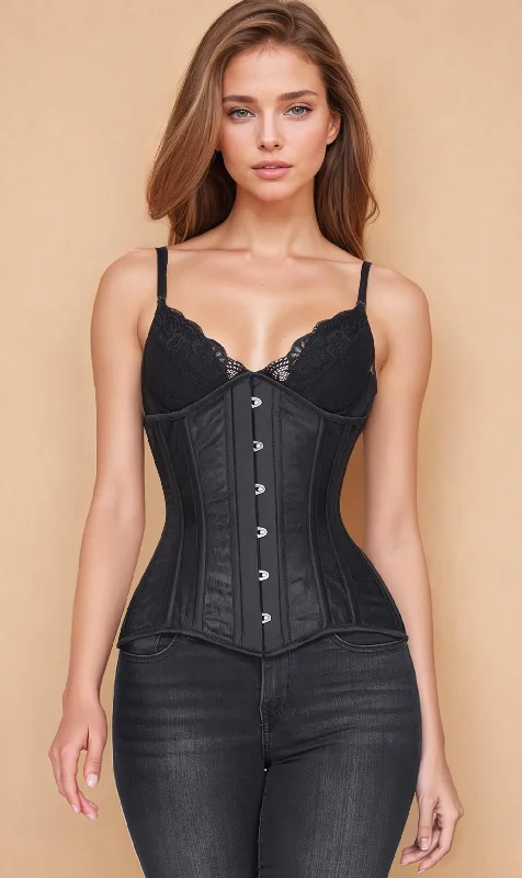 Floral - patterned corsets for a romantic and spring - like feelFloral - patterned corsets for a romantic and spring - like feelAliyah Underbust Black Mesh Longline Corset