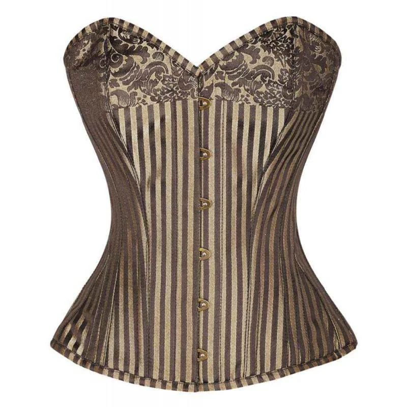 Steampunk - themed bustiers with brass accentsSteampunk - themed bustiers with brass accentsMiria Brocade Overbust Corset