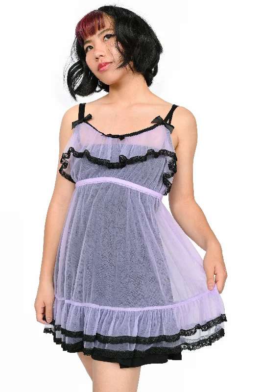 Tiered sexy dresses for a flouncy and feminine appearancePowder Room Babydoll Dress - Lavender