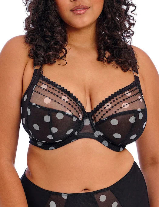 Women's pastel - colored bras for a soft lookElomi Matilda Convertible Plunge Bra, BLACK DOT