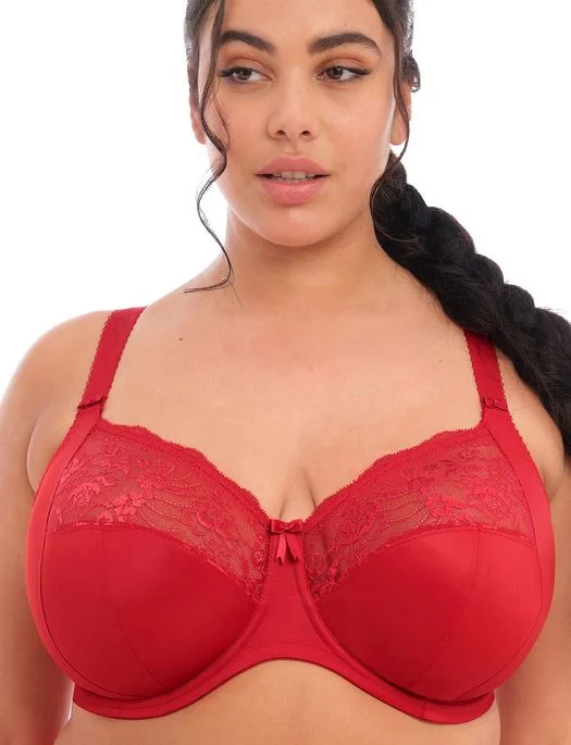 Women's bras with a lift and separate functionElomi Morgan Underwire Banded Stretch Lace Bra, HAUTE RED