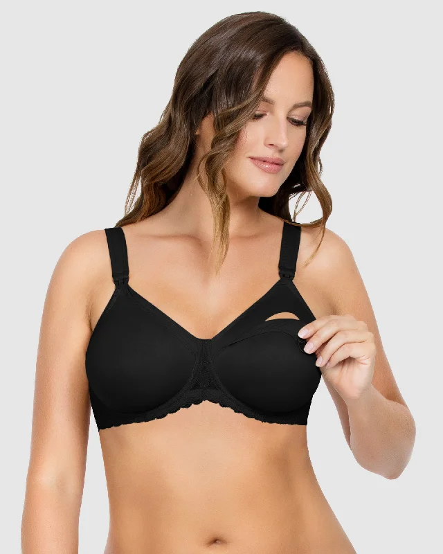 Women's bras with anti - odor technologyLeila Seamless Underwire Nursing Bra-Black-NB502