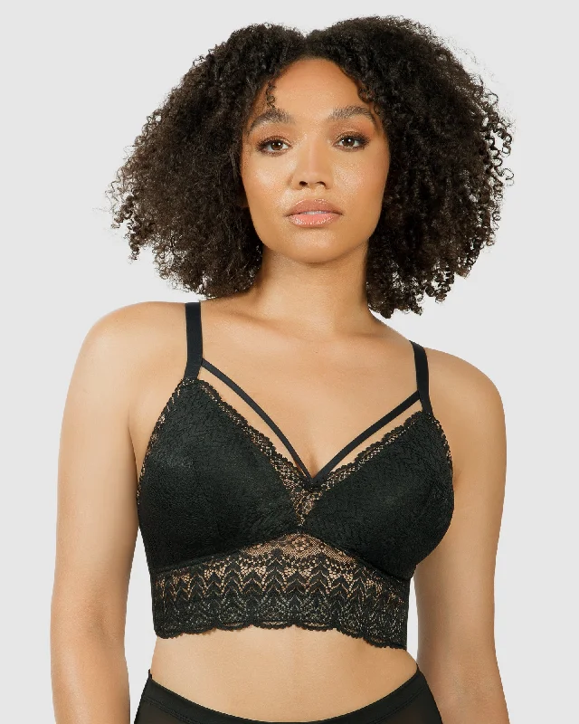 Women's bras with anti - odor technologyMia Lace Wireless Longline Lace Bralette-Black-P5951