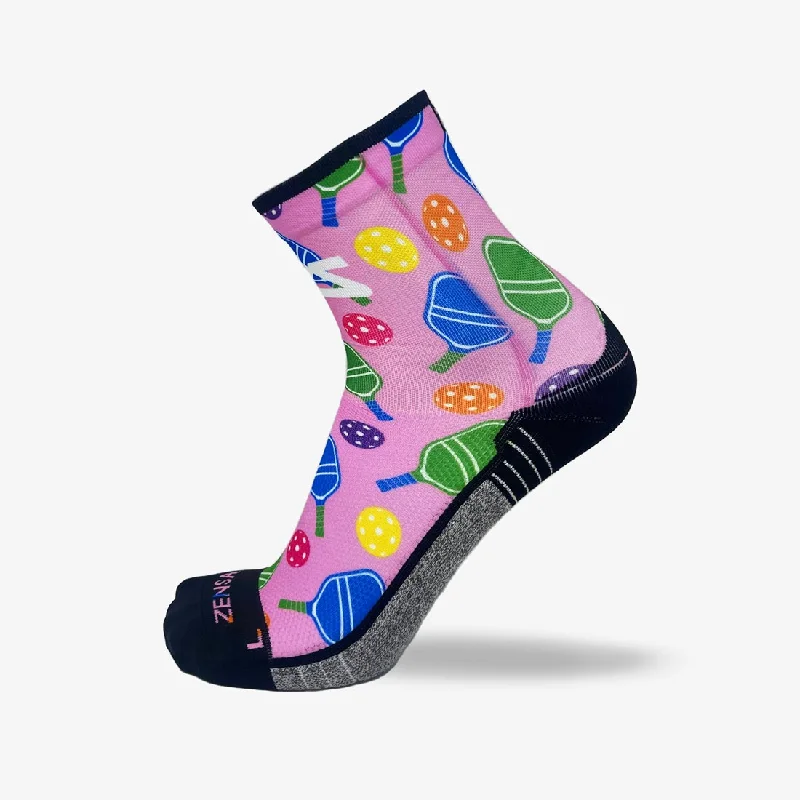 Women's over - the - calf socks with a stripe designWomen's over - the - calf socks with a stripe designCutesy Pickleball Running Socks (Mini-Crew)