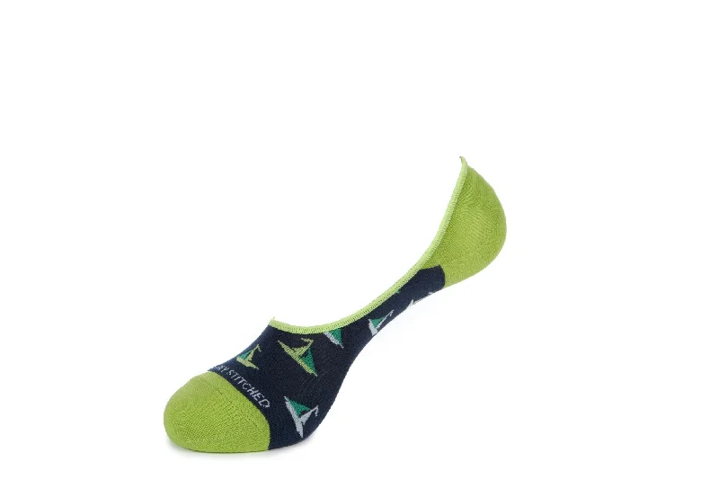 Women's no - show socks with a floral motifWomen's no - show socks with a floral motifSail Boats-No Show Sock