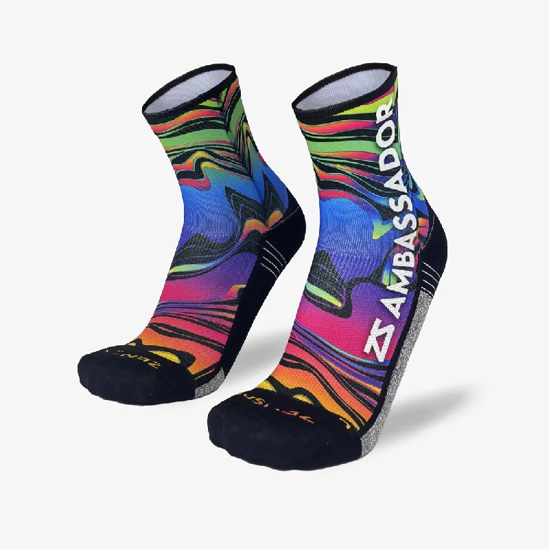 Women's cushioned sole socks for shock absorptionWomen's cushioned sole socks for shock absorption2024 Rainbow Swirls Ambassador Socks (Mini-Crew)