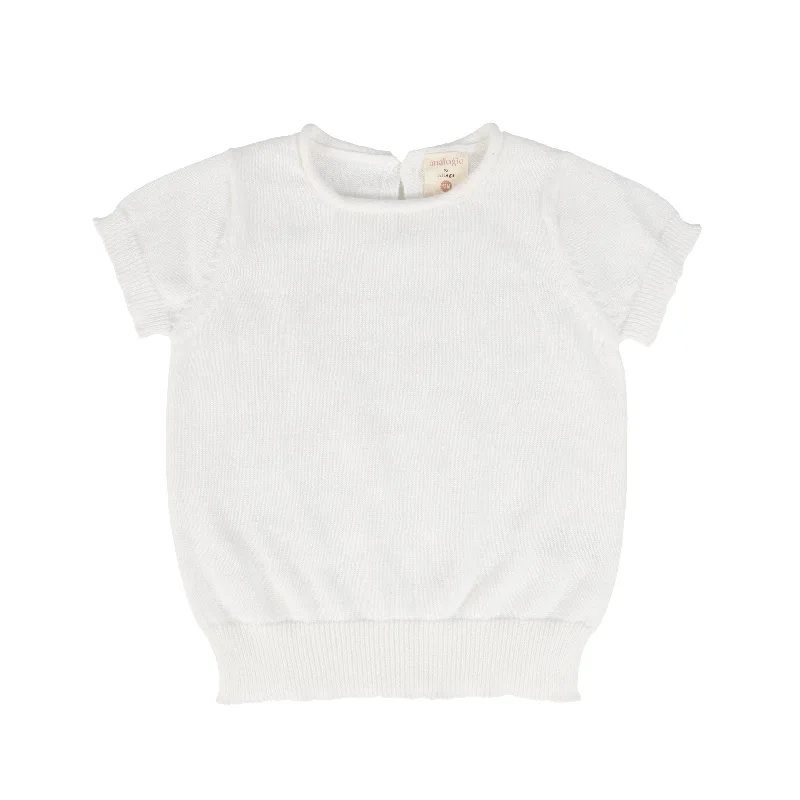 Analogie Knit Sweater Short Sleeve - White