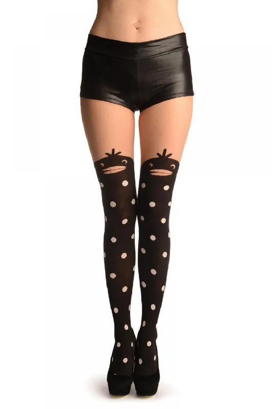 Black With Spotted Bird Over The Knee