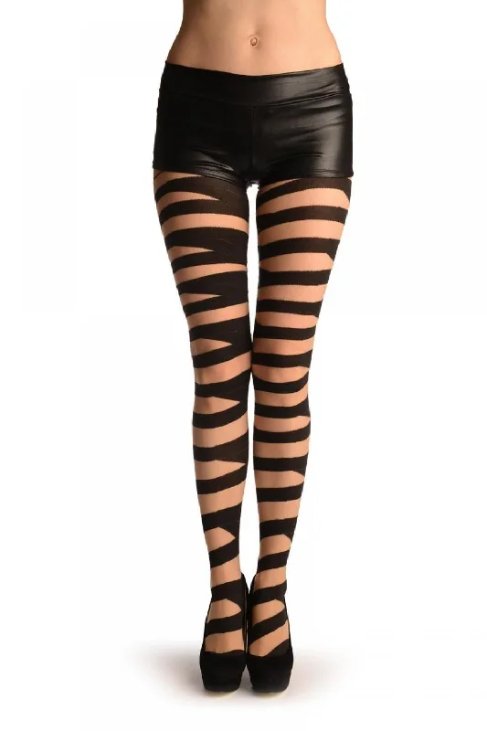 Black Woven Crossed Wrapping Stripes On Nude