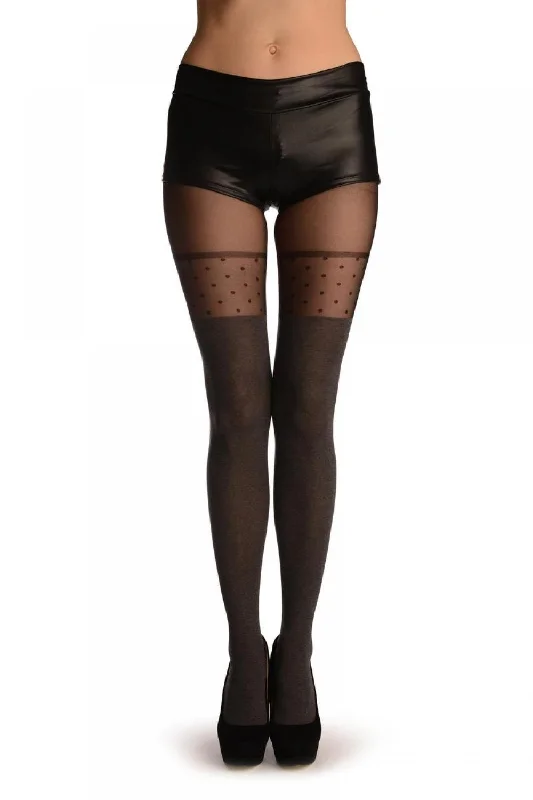 Sports stockings for athletic activitiesGrey Faux Stockings With Black Dotted Garter