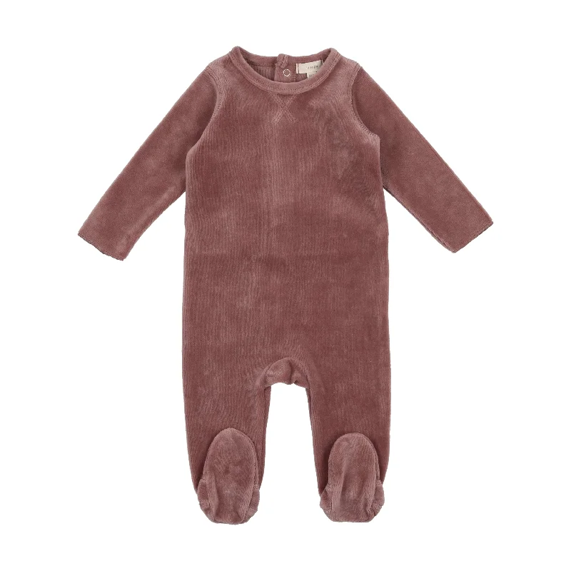 Lil Legs Classic Velour Footie - Berry