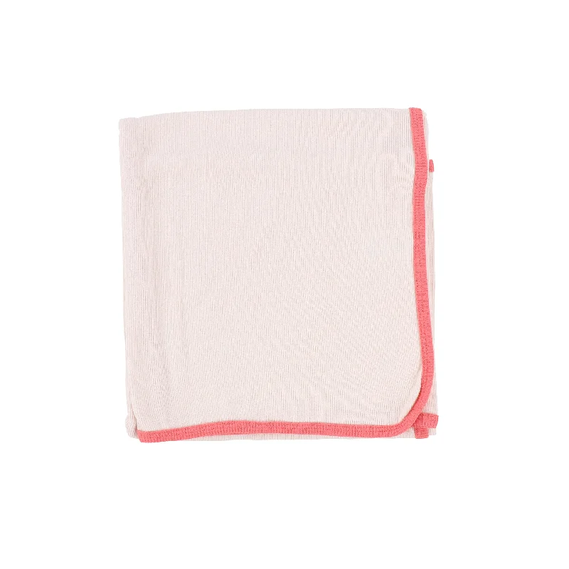 Lil Legs Contrast Edge Blanket - Pale Pink/Coral