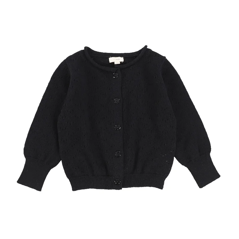 Lil Legs Pointelle Cardigan - Black