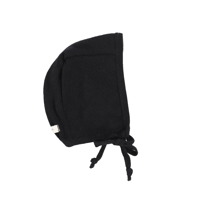 Lil Legs Ribbed Tab Bonnet - Black