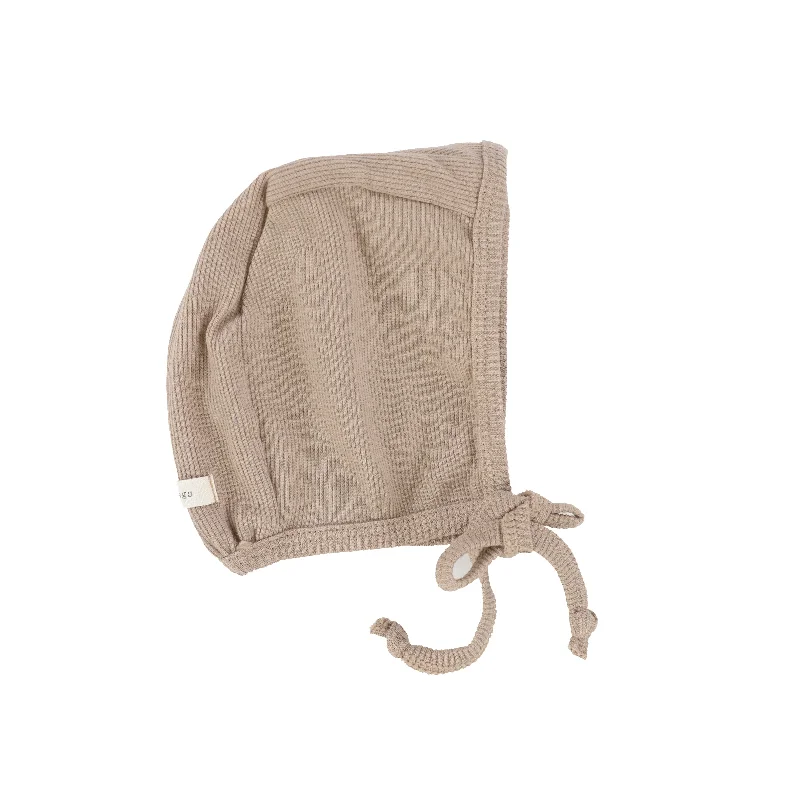 Lil Legs Ribbed Tab Bonnet - Latte