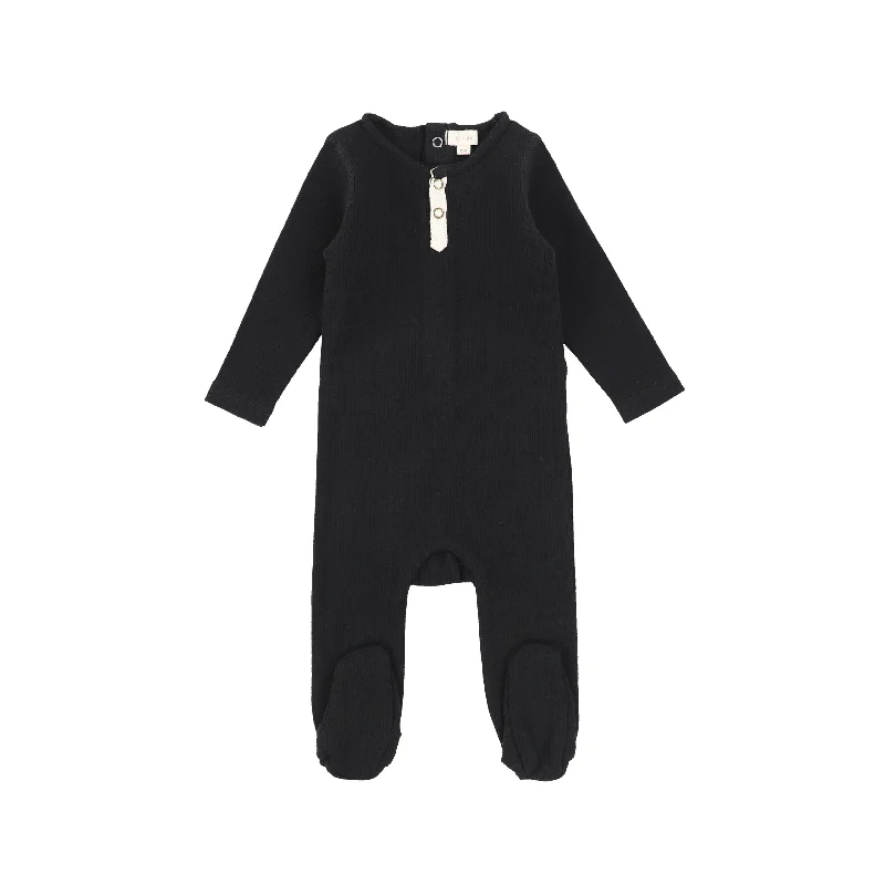 Lil Legs Ribbed Tab Footie - Black