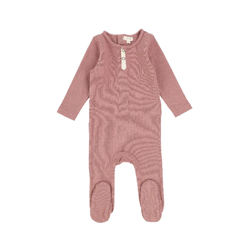 Lil Legs Ribbed Tab Footie - Mauve