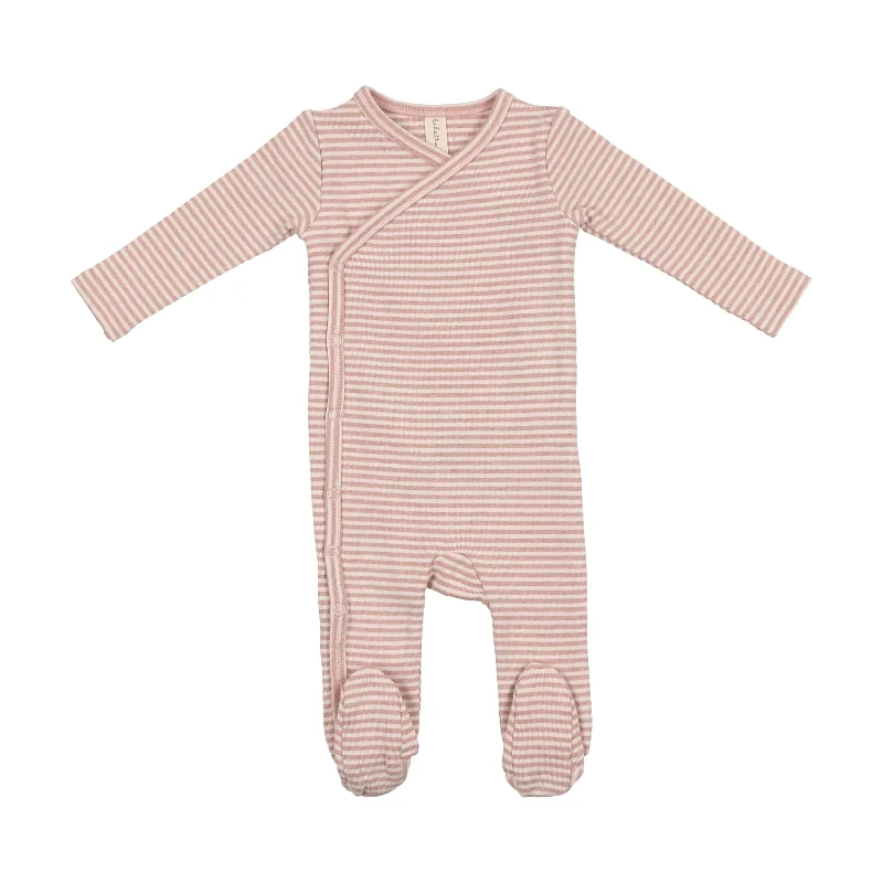 Lilette Heather Stripe Footie - Heather Pink Stripe