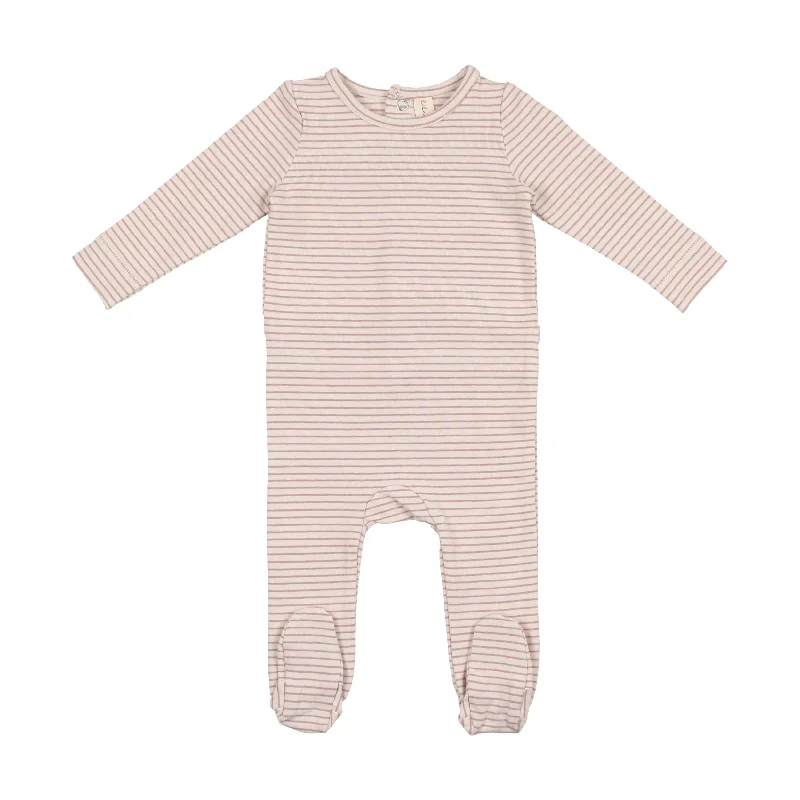 Lilette Signature Striped Footie - Rose Stripe