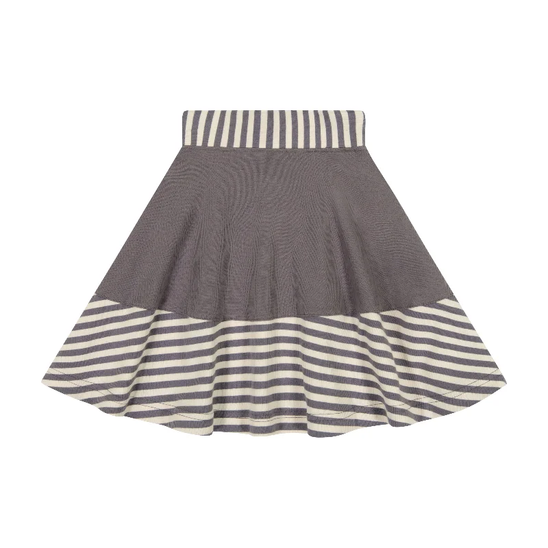 Teela Rib Stripe Girl's Skirt - Gray